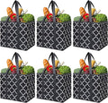 WISELIFE Reusable Grocery Bags 6-Pack Foldable Washable Large Storage Bins Basket Water Resistant Shopping Tote Bag Black
