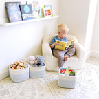 NaturalCozy Storage Cubes 9”x9”x7”Cotton Rope Woven Baskets for Organizing 3-Pack | 9 Inch Cube Storage Bin | Small Basket fo