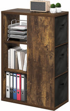 Furinno Viola Book Shelf, 3-Tier Bookshelf, Cube Storage Organizer Bookcase with Open Shelf, with Storage Bins, 13.6 x 29.3 x