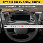 Cat® DuraGrip Steering Wheel Cover, Tire Tread Inspired Traction Grip Design, Black Steering Wheel Cover for RV Semi Truck Big Rig Trucker - X-Large 17.5" - 18" Inches
