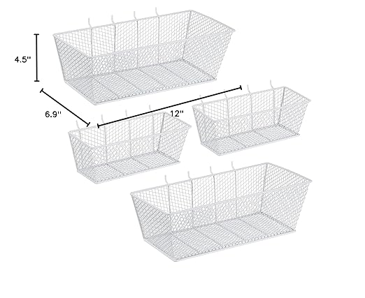 Sieral 4 Pcs Pegboard Baskets Metal Wire Shelf Baskets Peg Board Organizer Accessories Wall Mount Organizer Attachments for G