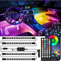 LivTee Smart Car Interior LED Lights, RGB Ambient Strip Lights with App, Remote & Controller Buttons, DIY & Music Sync Modes, 2-Line Design, Gift-Ready Car Accessories for Women & Teens