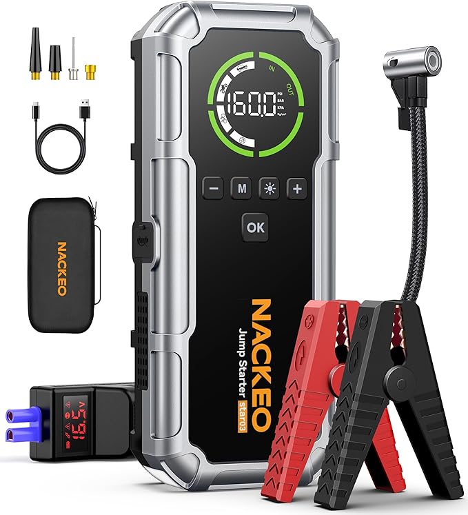 Car Battery Jump Starter with Air Compressor 8000A 160PSI, Car Jumper Starter Portable (All Gas/10L Diesel), Jump Starter