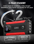Sharmeal Car Jump Starter 7000A, Jump Starter Battery Pack with PD 30W Quick Charger, 12V Portable Jump Box (for All Gas and