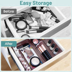 WOWBOX 25 PCS Plastic Drawer Organizer Set, 4 Sizes Desk Drawer Divider Organizers and Storage Bins for Makeup, Jewelry, Gadg