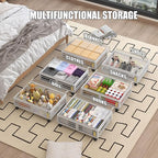 Bamboo Underbed Storage Containers with Wheels & Bag 2 Pack, Large Under Bed Rolling Storage Bins Wood Under Bed Clothes Stor