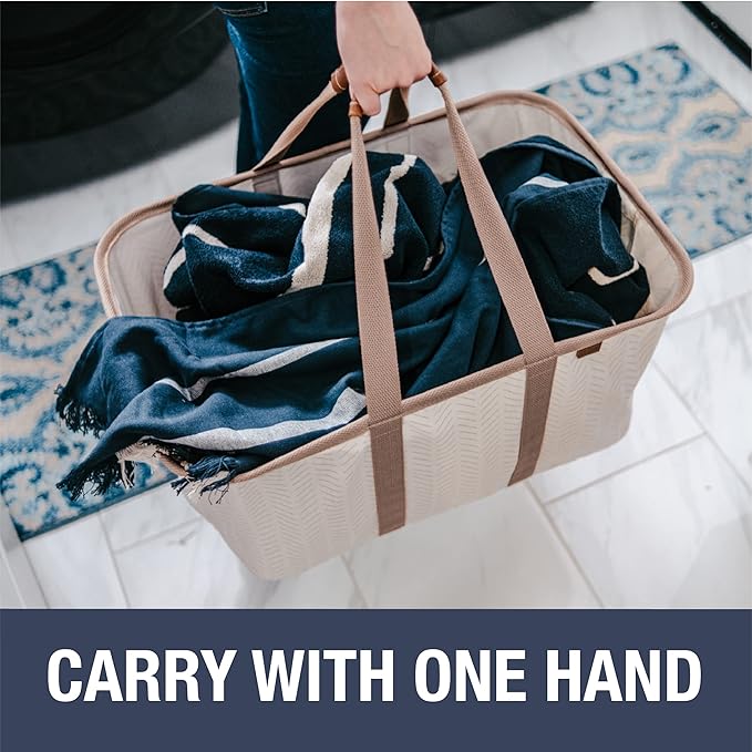 CleverMade Collapsible Laundry Tote 2-Pack (50L) – Foldable Carry-All Storage Bin for Laundry, Car Trunk, RV, Dorm & Home Org