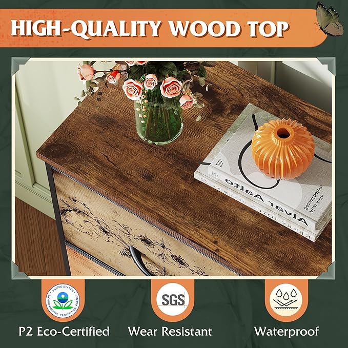 WLIVE Dresser with 4 Drawers, Storage Tower, Organizer Unit, Fabric Dresser for Bedroom, Hallway, Entryway, Closets, Sturdy S