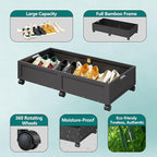 Wood Under Bed Storage Containers Underbed Organizer with Wheels Sturdy Wood Rolling Under Bed Shoe Storage Organizer 2 Packs