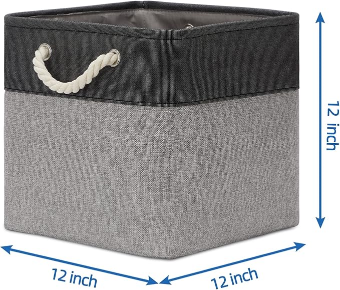 Temary 12 Inch Cube Storage Baskets 4 Pack Fabric Storage Bin for Clothes, Large Baskets with Handles, Basket for Organizing 