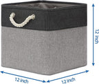 Temary 12 Inch Cube Storage Baskets 4 Pack Fabric Storage Bin for Clothes, Large Baskets with Handles, Basket for Organizing 
