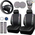CAR PASS Bling Diamond Leather Seat Covers Sets 12pcs