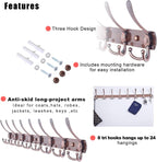 Dseap Coat Rack Wall Mount - 29.5” Long 8-Tri-Hooks Heavy Duty Coat Hanger Rail Wall Hooks for Hanging Coats Hats Clothing Cl