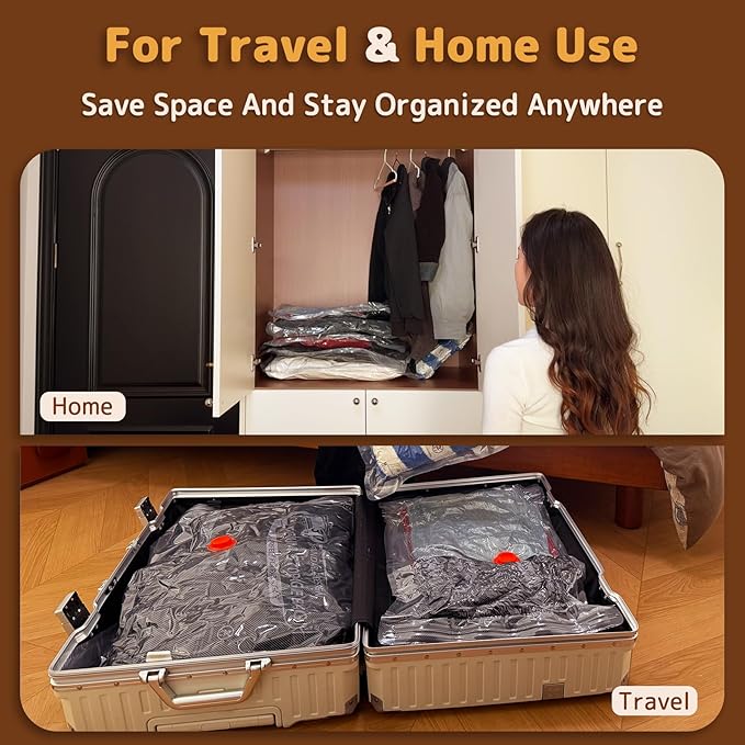 Vacuum Bags for Travel with Wireless Rechargeable Pump, Compression Space Saver Bags for Clothing, Luggage & Suitcase, 15 Com