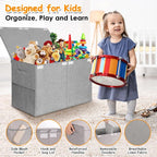 Large Toy Storage Box with Lid Upgraded Toy Chest Organizer with Removable PP Divider Foldable Toy Bin for Kids Boys Girls Li