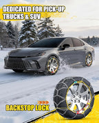 Snow-Chains Easy Install Tire-Chains, One-Pull Fit Design Tire Snow Chains for Passenger Cars, Sedan, SUVs, Emergency Winter 