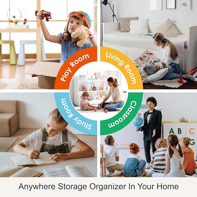 UTEX Toy Storage Organizer with Bookcase, Kid’s Multi Shelf Cubby for Books,Toys, Storage Organizer for Boys,Girls Play Room/
