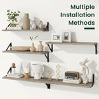 Floating Shelves, 8 Inch Deep Rustic Wood Wall Storage, 16W x 8D Wall Shelves Set of 2, Heavy Duty Metal Brackets, Industrial