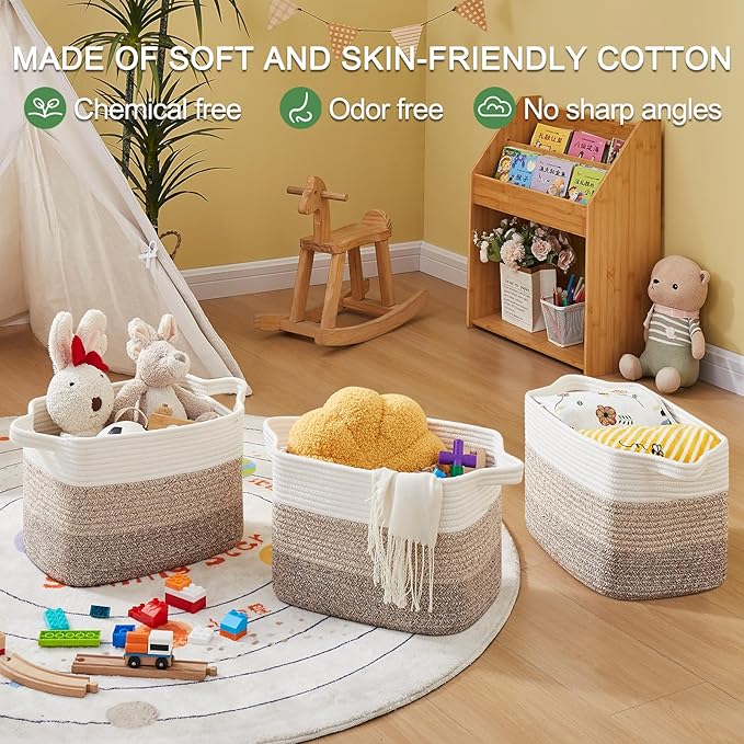 OIASKET Storage Baskets for Organizing, Woven Baskets for Shelves, Rectangle Decorative Organizer for Storage Clothes, Toy, B