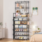 Shoe Rack 7 Tier Shoe Organizer Storage 21-28 Pairs Closet Shoes Rack for Front Door Entrance Shoe Rack Organizer with Hooks 