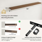 Fun Memories Rustic Wood Floating Shelves for Wall, Space-Saving Wall Mounted Shelves for Bathroom, Bedroom, Living Room and 