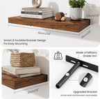 Fun Memories 24 Inch Floating Shelves Wall-Mounted, 10 Inch Deep Wall Shelves, 24 x 10 Floating Shelf for Living Room Bathroo