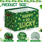 Boao 3 Pack Saint Patrick's Day Storage Baskets for Gifts Empty Collapsible Large Lucky Clover Storage Bins, Canvas Laundry B