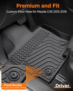 All Weather Car Floor Mats for Mazda CX5: 2013 2014 2015 2016 (1st Gen), Automotive Cargo Liner Full Set Accessory, Cutsom Fit for Mazda CX-5 SUV Tray Carpet Black Rubber Accessories Trunk Mat