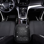 CAR PASS Bling Diamonds Car Seat Covers Front Seats Black Leather Shining Rhinestone Car Floor Mats Carpet with Anti-Slip Nib