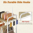 Tall Purse Organizer Stand with 3-Tier Thick Wood + 1-Tier High-Density Mesh, Adjustable Interchangeable, Slim Narrow Freesta
