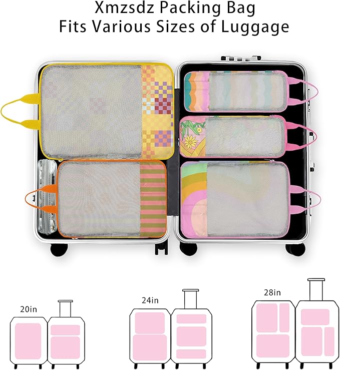 7 Pcs Compression Packing Cubes for Travel Luggage, Lightweight Suitcase Organizer Bags Set, Compression Packaging Cube for T