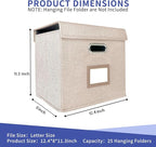 4 Pack Hanging File Folder Box with Lid, Durable Letter Size Filing Storage Box, Sturdy Magazine File Holder with Cardboard S