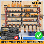 5 Layers Power Tool Organizer Wall Mount, Metal Cordless Tool Hanger Storage Rack Holder with 8 Drill Holders, Heavy Duty Gar