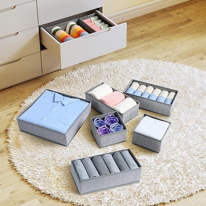 DIMJ Drawer Organizers Cloths, Closet Underwear Organizer, 15 Packs Foldable Closet Organizers, Sock Drawer Organizer, Fabric
