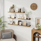 Axeman 40 Inch Floating Shelves | Brown Picture Ledge Shelf Set of 3 | Rustic Brown Wood Wall Shelves with Lip | 40" Picture 