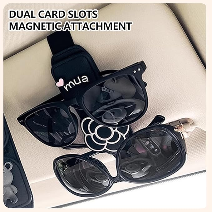 Car Sunglasses Holder Eyeglass Clip with Sun Visor Storage for Cards Magnetic Eyewear Clamp Car Decor