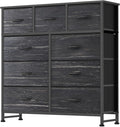 DUMOS 9 Drawer Dresser for Bedroom, Fabric Storage Organizer with Sturdy Metal Frame, Wooden Top Chest of Drawers for Closet 