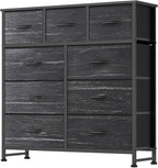 DUMOS 9 Drawer Dresser for Bedroom, Fabric Storage Organizer with Sturdy Metal Frame, Wooden Top Chest of Drawers for Closet 
