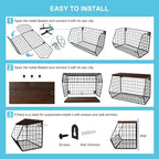 MSJGA Laundry Room Shelves Wall Mounted with Storage Basket - Stackable Wire Wall Shelves Organizer for Towels, Detergent, Ti