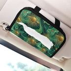 Car Tissue Holder Car Visor Organizer Tissue Box Holder for Car Sun Visor Organizer with Car Vehicle Accessories Essentials Interior for Women Men Teal Gold Swirl Sun Marble