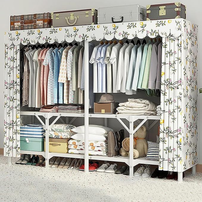 Portable Wardrobe Closet For Hanging Clothes, Installation-free Wardrobe, One-piece Folding Design,closet Organizer System,wa