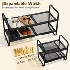 Expandable Shoe Rack - Shoe Stand Holder for Closet, Adjustable Shoe Shelf Storage, Stackable Long Shoe Stand Holder for Livi