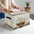 Highland Cow Storage Bins & Boxes with Handles, Western Highland Cow Foldable Basket for Organizing, Farmhouse Rustic Collaps