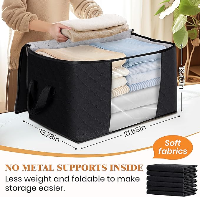 Fab totes Storage Bags,Clothes Blanket Storage Bins Foldable Closet Organizers with Reinforced Handle for Home Dorm Storage a