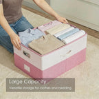 PRANDOM Storage Bins with Lids [3-Pack] Linen Fabric Foldable Storage Boxes Organizer Containers Baskets Cube with Cover for 