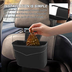 Car Trash Can for Seat Headrest, Mini Automotive Front Back Seat Garbage Can, Leakproof Vehicle Hanging Trash Cans, Multi-Purpose Auto Garbage Bin & Storage Organizer, Car Accessories (Black)