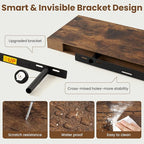 72 Inch Floating Shelves for Wall, 8 Inch Deep Floating Shelf for Storage & Display, Wall Mounted Shelf with Invisible Bracke