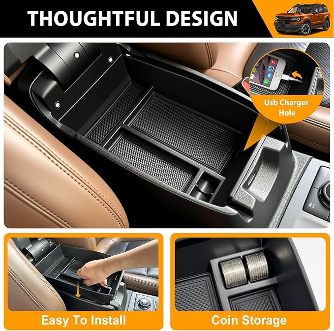 Center Console Organizer Compatible with 2021-2025 Ford Bronco Sport/2020-2025 Ford Escape Armrest Storage Tray Arm Rest Organizer for Bronco Sport/Escape Accessories(Armrest Storage Tray)