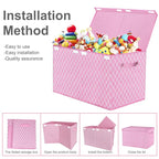 VERONLY Toy Box Chest Organizer Bins for Girls Boys, Kids Large Fabric Collapsible Storage Basket Container with Flip-Top Lid
