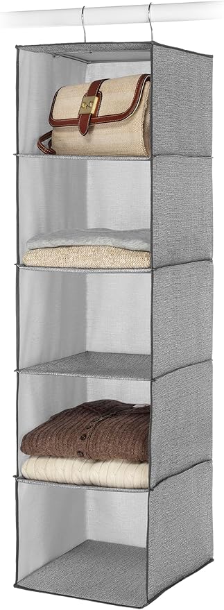 Whitmor Hanging Accessory Shelves 5 Open Sweater Shelves Crosshatch Gray